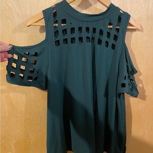SHEIN Dark Green Cutout Blouse